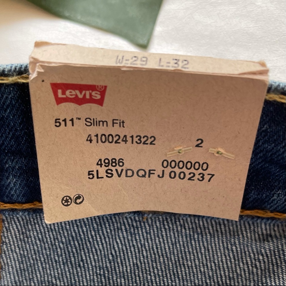 Levi Strauss 511 Slim Fit Dark Wash Straight Leg Jeans. 29Wx32L (Men’s). NWT. - Picture 5 of 8